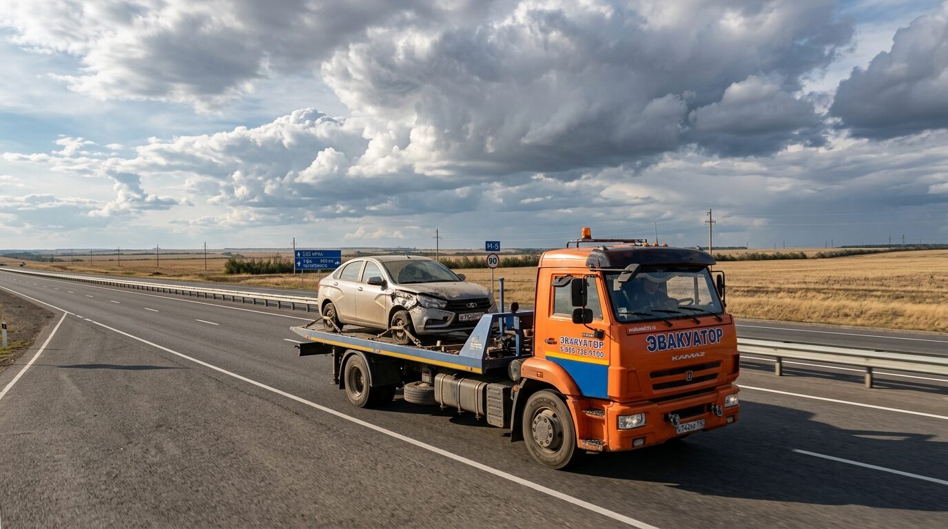 Эвакуатор на трассе М5 у Пензы