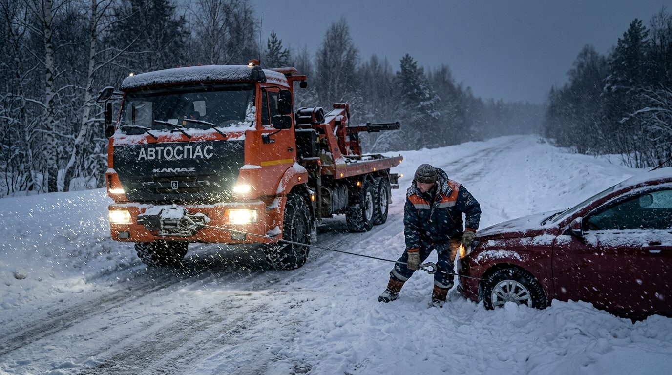 Зимняя эвакуация на трассе М5